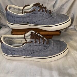 Sperry Top Sider Mens Firecracker Blue Low Top Lace Up Canvas Sneaker Shoes 10 M